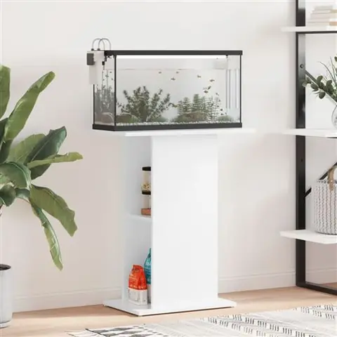 vidaXL Support pour Aquarium, Armoire pour Aquarium avec Compartiments, Meuble de Base pour Aquarium avec Rangement Intérieur, Blanc Brillant Bois d'Ingénierie