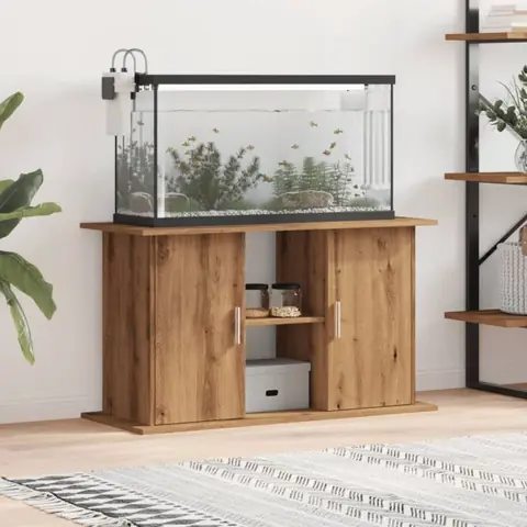 Support d aquarium chêne artisanal 101x41x58 cm bois ingénierie