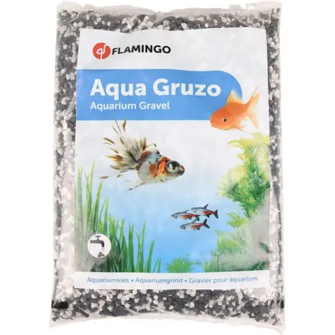 Gravier Gruzo Fin Noir Blanc 1kg pour aquarium - Flamingo
