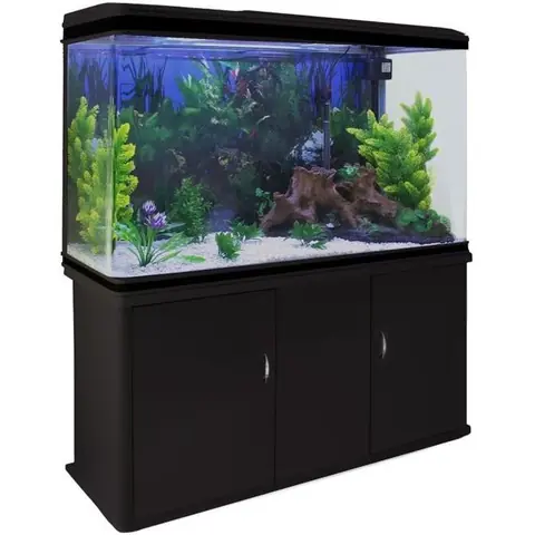 Aquarium 300 Litres - Noir - Kit de démarrage - Graviers Blanc