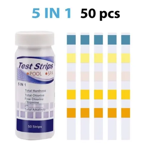 Mesure Bandes De Test DEau Spa 50 Pièces 5 En 1 Papier Bandelette Test De Ph DAquarium De Piscine Pour Dureté Chlore Brome