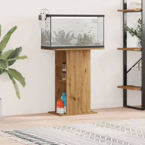 Support pour aquarium - Chêne artisanal - 36x605x725 cm - Bois - Montage facile