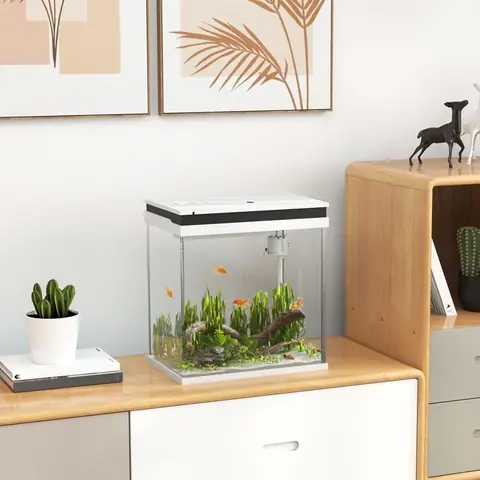 Aquarium complet 14L - AKOZON - 10583 - Verre ultra-transparent - LED multicolores - Filtration hebdomadaire