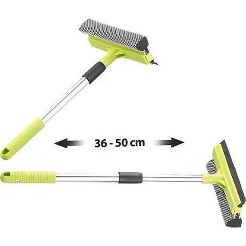 Lave-vitres télescopique 2 en 1 avec éponge et raclette jusquà 50 cm