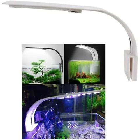 Lumiere Aquarium Lampe LED Eclairage Blanc et Bleu Nano à Clip pour Poisson Plantes 23-50 cm