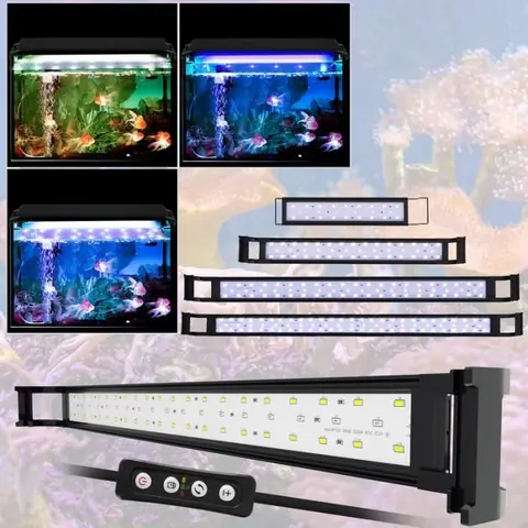 Hengda LED Eclairage Aquarium 24w Lumière Aquarium Plantes 2 Modes Lampe LED pour Aquarium 50-70cm