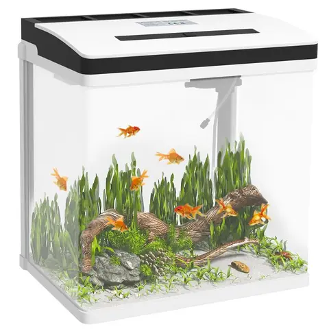 Aquarium en verre - PawHut - avec filtre couvercle et lumière LED pour poissons capacité 28 L - verre - 38x26x395cm - blanc