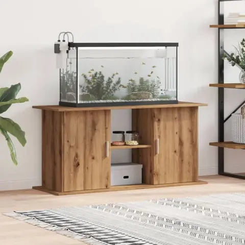 Support daquarium - Chêne artisanal - 121x41x58 cm - Bois dingénierie - Montage facile