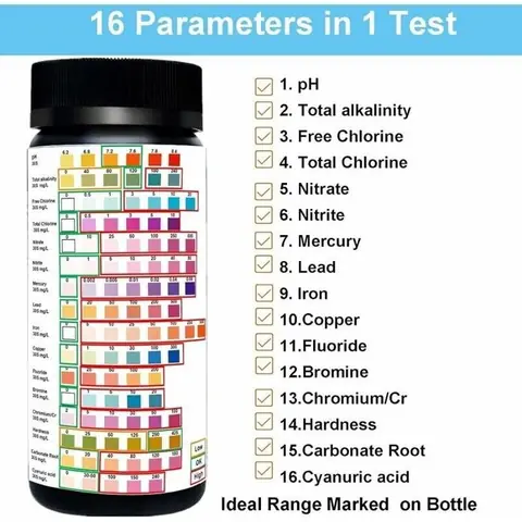 Kit de test deau potable 16 en 1 Kits de test de duret professionnels bandelettes de test deau du robinet et du puits-