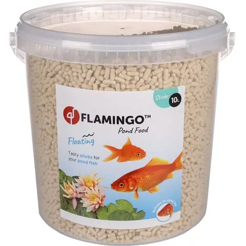 Nourriture poisson étang forme sticks seau 10 litres - Flamingo