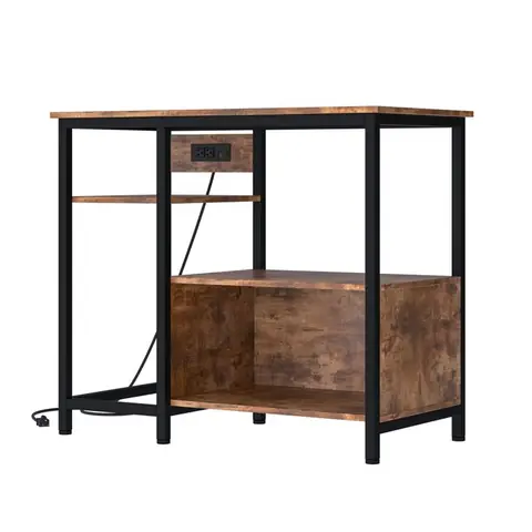 Support Aquarium Avec Prises Électriques Meuble Métal Et Bois 4 Étagères Pour Aquarium 93x48x78 cm Marron