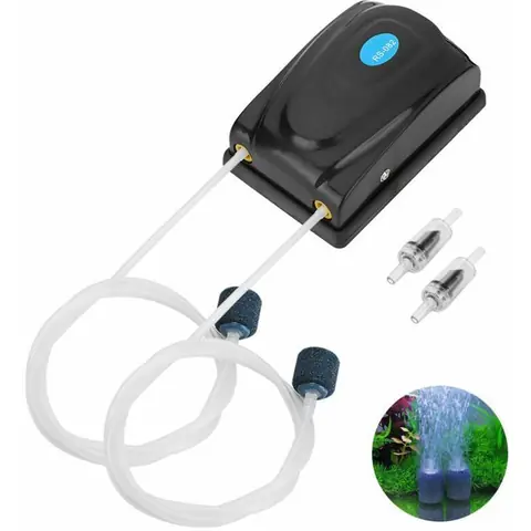 Mini Pompe Air 5W pour Aquarium Bulleur Silencieux avec Tuyau dAir Pierre Air et Clapet Anti-Retour YYV