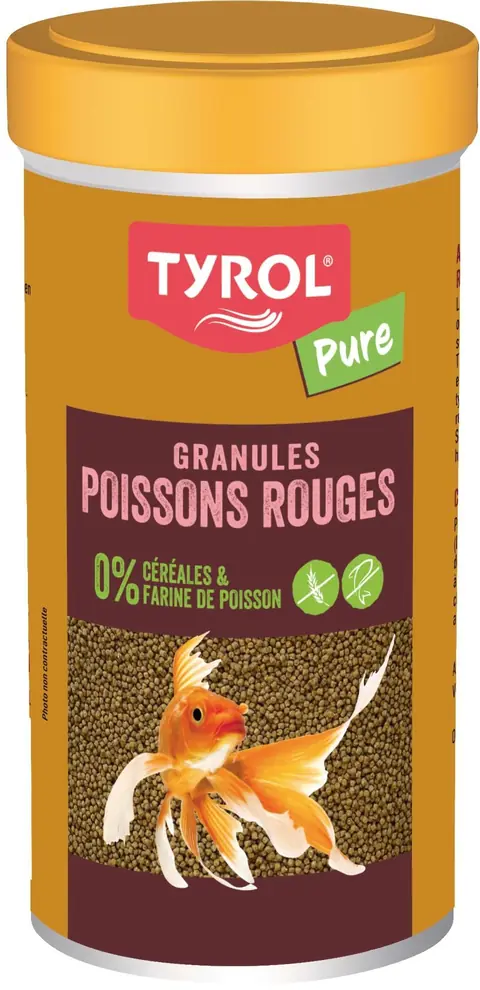 Aliment poisson - TYROL - Granulés insectes pour poissons rouges - 250 ml - 4 insectes sans colorants sans céréales