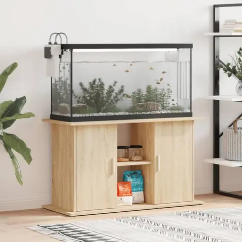 Support daquarium - vidaXL - Chêne Sonoma - Bois dingénierie - 101x41x58 cm - Rangement intégré - Design élégant