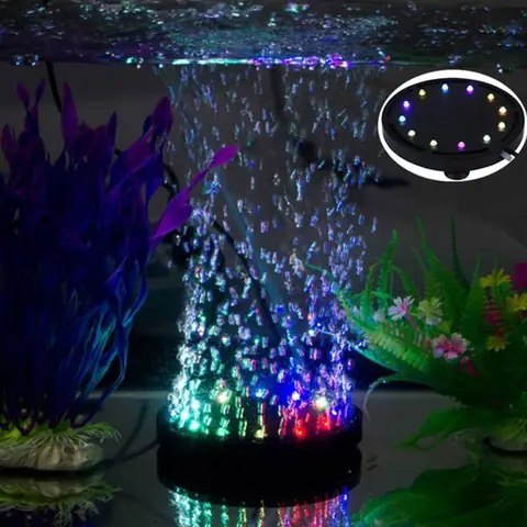 Aquarium 12 Multicolore RGB LED Aquarium Sous-Marine Bulle Sous-Marine Lumière Nuit Mer / Multicolore LED Aquarium Air Pierre