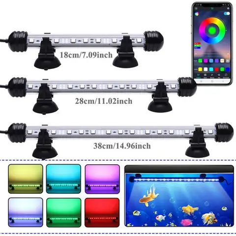LED Aquarium Lumière Submersible - 28cm Lampe Aquarium de poisson avec télécommande et contrôle de APP - Fish Tank Light pour Plante