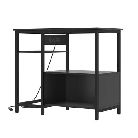 Support Aquarium Avec Prises Électriques Meuble Métal Et Bois 4 Étagères Pour Aquarium 93x48x78 cm Noir