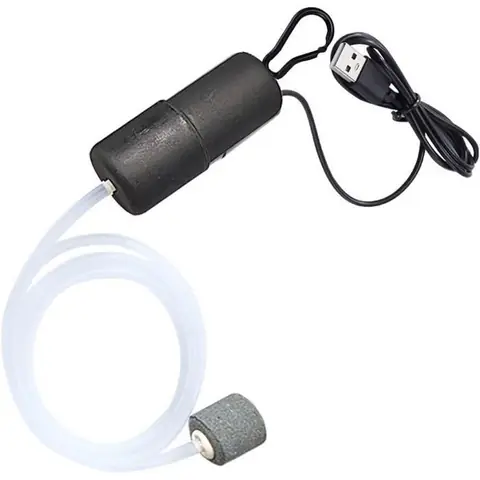Pompe à Air Aquarium Mini USB Bulleur Aquarium Pompe à Oxygène pour Poisson Réservoir avec Un Pierre à Bulles