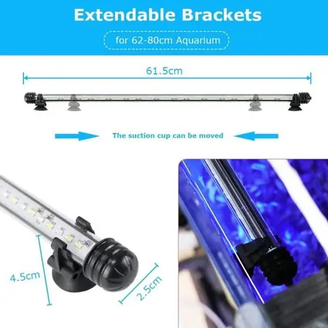 Éclairage Aquarium - LED - 58cm - Étanche IP68 - 10 Niveaux de Luminosité - RGB Bleu & Blanc