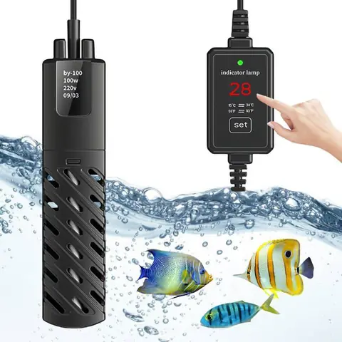 Chauffage daquarium numérique réglable 100 W avec affichage LED avec couvercle de protection et contrôleur