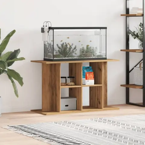 Support daquarium - Chêne artisanal - 100x40x60 cm - Bois dingénierie - Montage facile